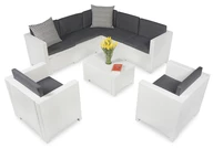 Canapé d'angle en rotin blanc de l'ensemble Colorado Corner 7