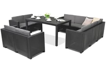 Salon de jardin en polyrotin Colorado Comida 9 anthracite Bica