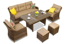 Ensemble de jardin en résine tressée  Toledo Apetito 5 avec poufs  Garden Point
