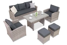 Ensemble de meubles de jardin Parma Apetito 5 gris avec poufs Garden Point