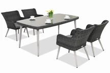 Salle à manger Cordoba 4 places Garden Point en techno rotin anthracite