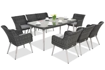 Salle à manger Cordoba 8 places Garden Point en techno rotin anthracite