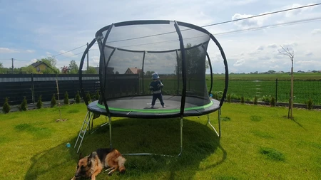 Trampoline de jardin haut de gamme avec maille interne 366 cm Jump Hero 12FT