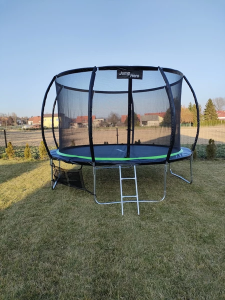 Trampoline de jardin haut de gamme avec maille interne 366 cm Jump Hero 12FT