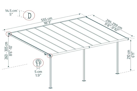 Abri de terrasse en aluminium Sierra Palram - Canopia 3 x 5,46 brun/gris