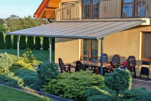 Auvent de terrasse Sierra Palram - Canopia 3 x 5,46 alu marron/ gris
