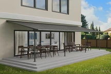 Auvent de terrasse en aluminium Sierra Palram - Canopia 3 x 9,15 m anthracite Heat Block