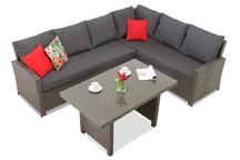 Canapé d'angle pour le jardin avec table Parma Comida 5 anthracite Garden Point