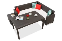 Coin technorattan avec une table de jardin Nebraska Comida 5 marron Bica