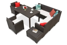 Ensemble Technorattan avec canapé d'angle Nebraska Comida 7 marron et fauteuils Bica