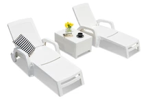 Ensemble de chaises longues en résine tressée Miami duo blanc Bica