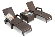 Ensemble de chaises longues en résine tressée Miami duo brune Bica