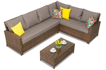 Ensemble de jardin avec canapé d'angle Parma Corner marron Garden Point