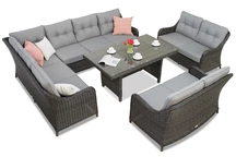 Ensemble de jardin avec canapé d'angle Toledo Comida 9 anthracite Garden Point