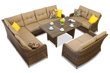 Ensemble de meubles de jardin avec canapé d'angle Toledo Comida 9 marron Garden Point