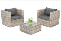 Ensemble en résine tressée Roma 2 Terrace Garden Point gris