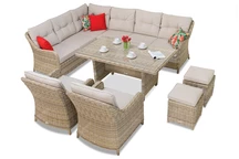 Ensemble en résine tressée Toledo Comida 7 Garden Point beige