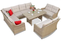 Ensemble en résine tressée Toledo Comida 9  Garden Point beige