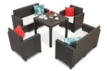 Ensemble en rotin avec table Dallas Nebraska 6 marron Bica
