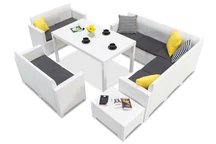 Ensemble en technorotin avec canapé d'angle Comida 9 anthracite Bica