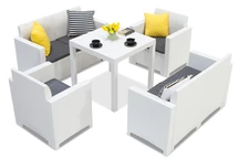 Ensemble polyrotin avec table Dallas Nebraska 6 blanc Bica