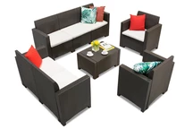 Ensemble polyrotin avec table Nebraska Coffee 7 marron Bica