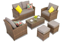 Meubles de jardin Parma Coffee 4 avec pouf marron Garden Point