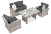 Meubles de jardin en résine tressée Parma Apetito 4 gris Garden Point