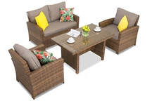 Meubles en résine tressée Parma Apetito 4 marron Garden Point