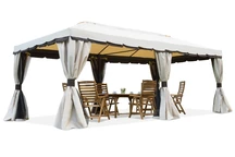 Pavillon de jardin avec moustiquaire Valencia 3x6 m crème Garden Point