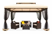 Pavillon de jardin avec moustiquaire crème Valencia 3x4 m Garden Point