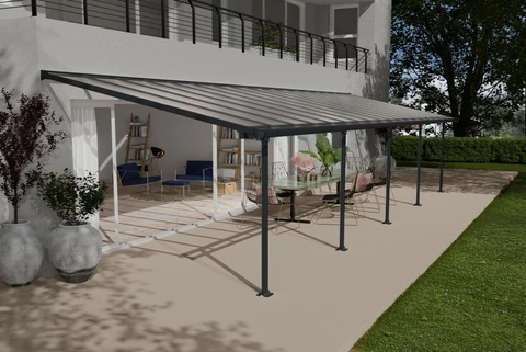 Pergola en polycarbonate Feria Palram - Auvent 3 x 9,71 m gris