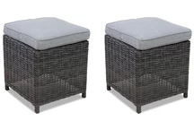 Pouf Toledo en techno rotin pour salon Garden Point anthracite - 2 pièces