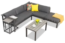 Salon d’angle moderne en aluminium Cardiff anthracite Garden Point