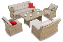 Salon de jardin en rotin Toledo Apetito 7 Garden Point beige