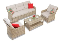Salon de jardin en rotin Toledo Coffee 5 beige Garden Point