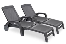 Ensemble de deux chaises longues en résine tressée Miami Bica anthracite