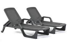 Ensemble de deux chaises longues en résine tressée Nilo anthracite Bica
