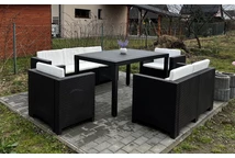 Salon de jardin en polyrotin Colorado Apetito 7 marron Bica