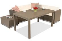 Canapé d'angle en rotin avec table de jardin Colorado Comida 5 cappuccino Bica