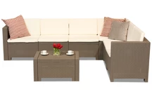 Coin technorattan avec une table Colorado Corner 6 cappuccino Bica