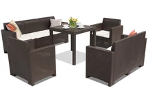 Ensemble en technorotin pour le jardin Nebraska Dallas Apetito 7 marron Bica