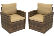 Fauteuil marron en techno rotin Garden Point Monaco - lot de 2