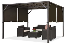Garden Point Santorini pergola de terrasse en métal 3 x 3 m marron