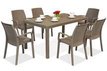 Meuble en rotin Houston/Indiana pour 6 personnes cappuccino Bica