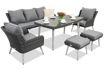 Meubles de jardin Bilbao Apetito 5 + 2 poufs Garden Point anthracite