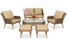 Meubles de jardin Bilbao Coffee 4 + 2 poufs Garden Point marron