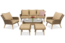 Meubles de jardin Bilbao Coffee 5 + 2 poufs Garden Point marron