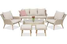 Meubles de jardin Bilbao Coffee 5 + 2 poufs Garden Point sable