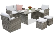 Meubles de jardin Monaco Apetito 4 + 2 poufs Garden Point gris